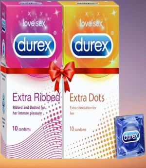 Buy Pleasure Packs (Durex Extra Dots 10s, Extra Ribbed 10s, Extra Dots 10s, Extra Ribbed 10s